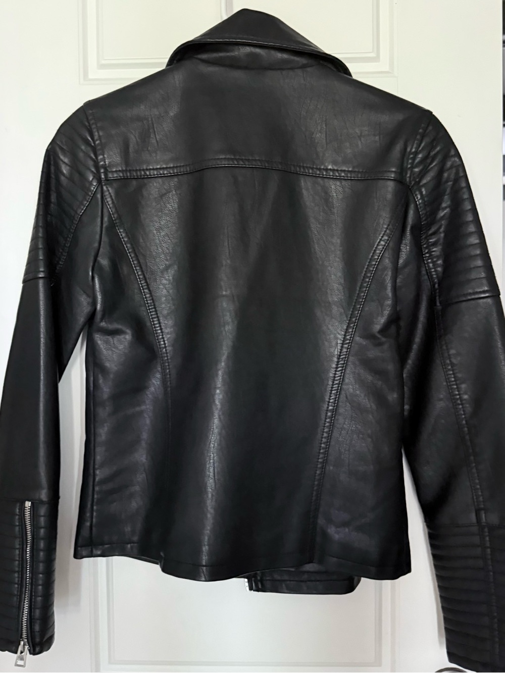 NWT Topshop Black Faux Leather Moto Biker Jacket Size 4 - Picture 5 of 9